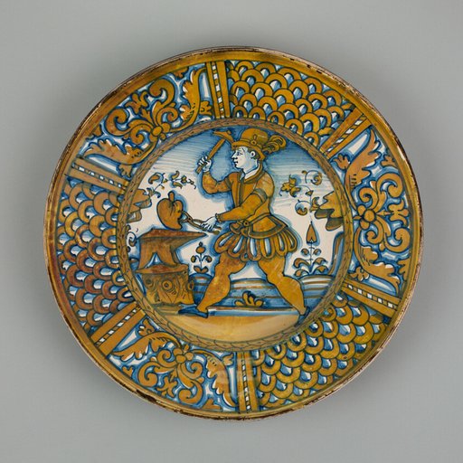Display Plate with a Man Striking a Heart on an Anvil