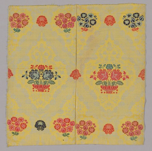 Two Joined Panels of Brocaded Yellow Furnishing Wool