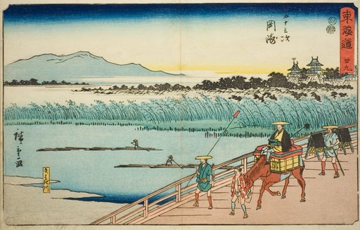 Okazaki: Yahagi River (Okazaki, Yahagigawa)—No. 39, from the series "Fifty-three Stations of the Tokaido (Tokaido gojusan tsugi)," also known as the Reisho Tokaido