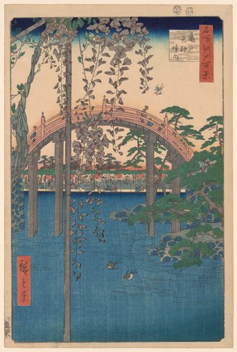 Precincts of Kameido Tenjin Shrine (Kameido Tenjin keidai), from the series "One Hundred Famous Views of Edo (Meisho Edo hyakkei)"