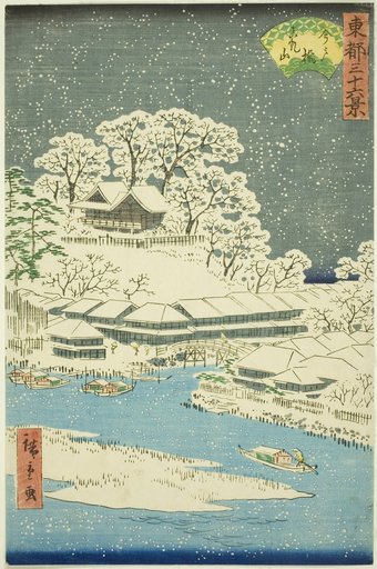 Imado Bridge and Matsuchi Hill (Imadobashi Matsuchiyama), from the series "Thirty-six Views of the Eastern Capital (Toto sanjurokkei)"