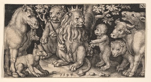 Crowned Lion from Fighting Chimeras and Scenes from Aesop's Fables