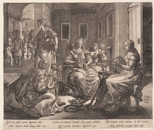 Lucretia and her Women Spinning, from The Story of Lucretia