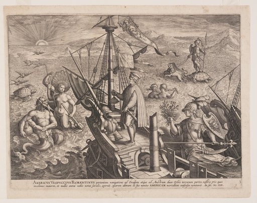 Amerigo Vespucci on His Ship, from Americae Retectio (The Discovery of America)