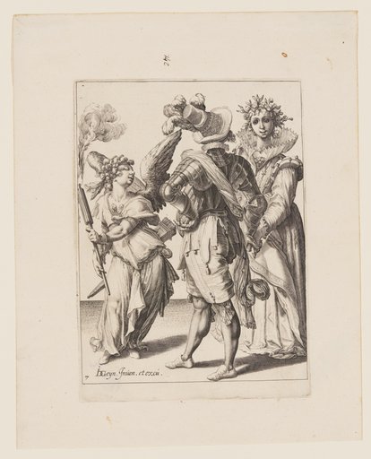 A Blindfold Cupid Holding a Torch before a Couple, from The Masquerades