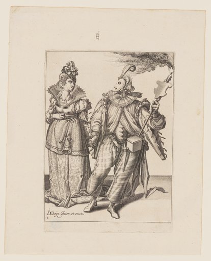 A Woman Led by a Player Holding a Torch, from The Masquerades