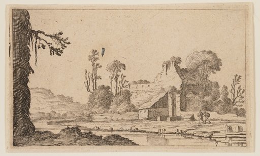 Ruins Transformed into a Farm on a River, from Twelve Landscapes
