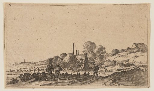 Figures on a Path before Farms on the Dunes, from Twelve Landscapes