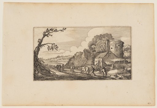 Path to Left of a Farm Dominated by a Round Tower, from Twelve landscapes with Figures