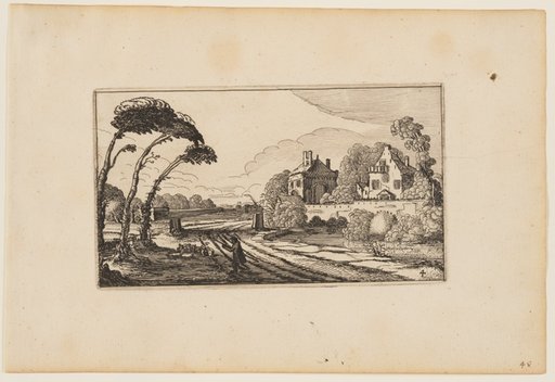 Road to Left of a Moated and Walled Country House, from Twelve landscapes with Figures