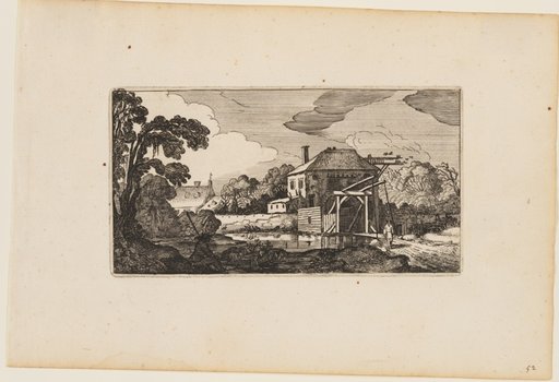 Pond before Wooden Bridge and a House, from Twelve landscapes with Figures