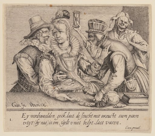 A Young Woman between a Young Man and an Old Man, from Unequal Lovers
