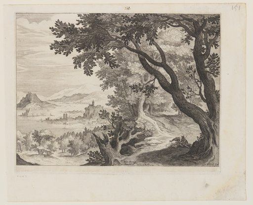 Riverscape with Two People Sitting under a Tree