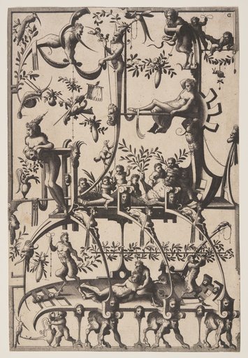 Grotesque Ornament and Tomb Design, from Veelderleij veranderinghe van grotissen...