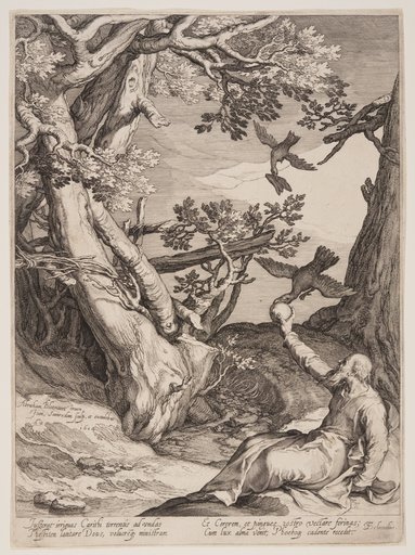 Elijah in the Wilderness Fed by Ravens, from Four Scenes from the Life of the Prophets, Isaiah, Ahajah and Elisha