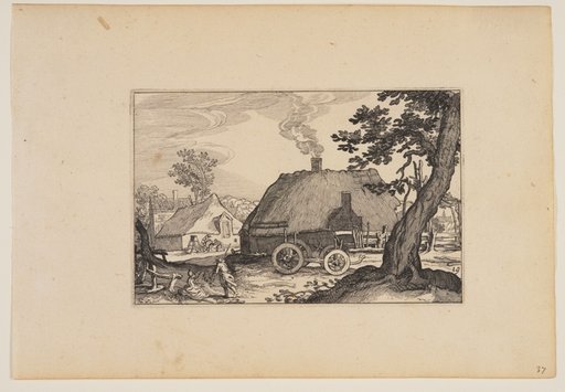 Farms, Chassis of a Cart in Centre, from Landscapes (Verscheyden aerdige Lanthuysen...)