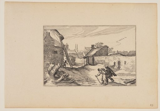 A Village, Ladder Standing against House on Left, from Landscapes (Verscheyden aerdige Lanthuysen...)