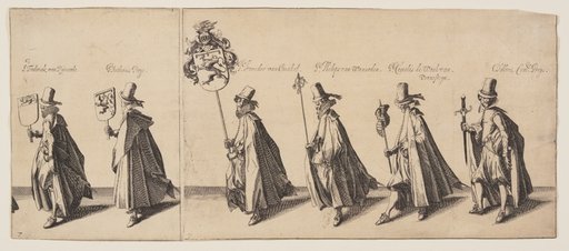 Procession of Six People Preceded by a Horse, from The Funeral of Brederode