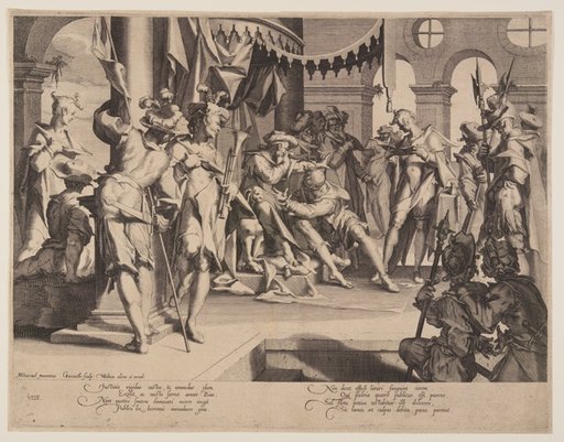 Judge Bias Shedding Tears, plate 9 from Thrones of Justice (Thronus Iustitiae)