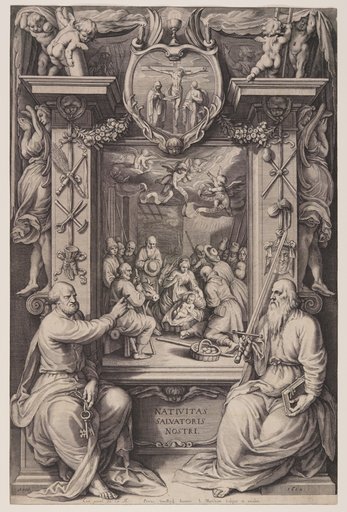 The Adoration of the Shepherds with St Peter and St Paul