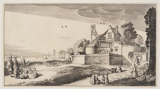Bleaching-Field in Front of a Fort on a River, from Landscapes (Playsante Lantschappen)