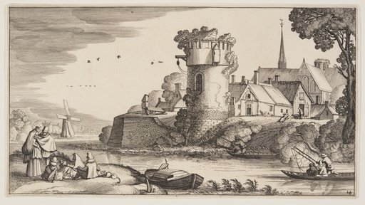 Watch-Tower by a River, from Landscapes (Playsante Lantschappen)