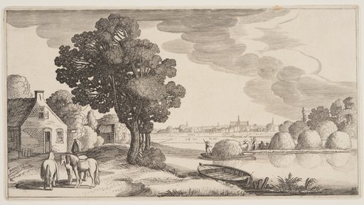 Transport of Hay on a River, from Landscapes (Playsante Lantschappen)