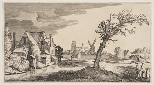 House on a Pond Outside a Town, from Landscapes (Playsante Lantschappen)