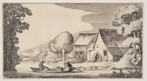 Farmer and Woman Farmer in a Row-Boat, from Landscapes (Playsante Lantschappen)