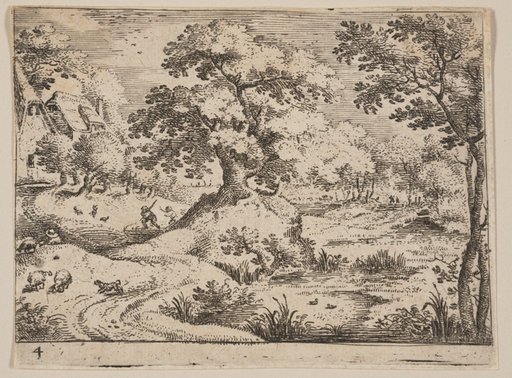 Path by a Swamp: Sheepdog and Sheep, from Landscapes