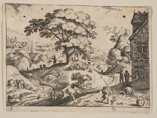 Inn to Right of Road before Village, from Landscapes