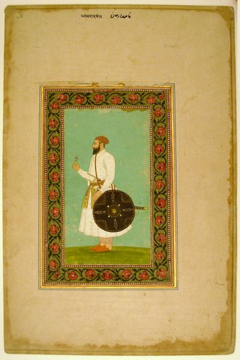 Album Page with a Portrait of Namdar Khan (Side A) and Calligraphic Specimens (Side B)