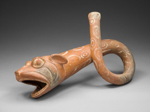 Coiled Trumpet in the Form of a Snarling Feline Face