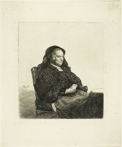 The Artist's Mother Seated at a Table, Looking Right: Three Quarter Length