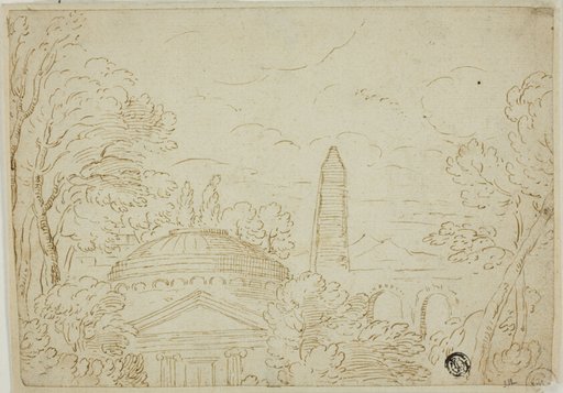 Landscape with Temple, Obelisk and Aqueduct