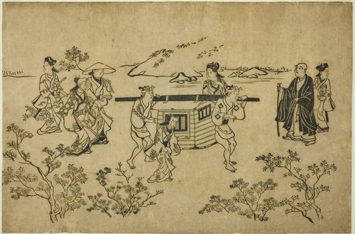 A Passing Palanquin, from the series "Scenes of Flower-viewing at Ueno (Ueno hanami no tei)"
