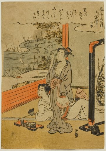 Mimosuso River in Ise Province (Mimosusogawa, Ise), from the series "Fashionable Mirrors of Famous Places (Furyu meisho kagami)"