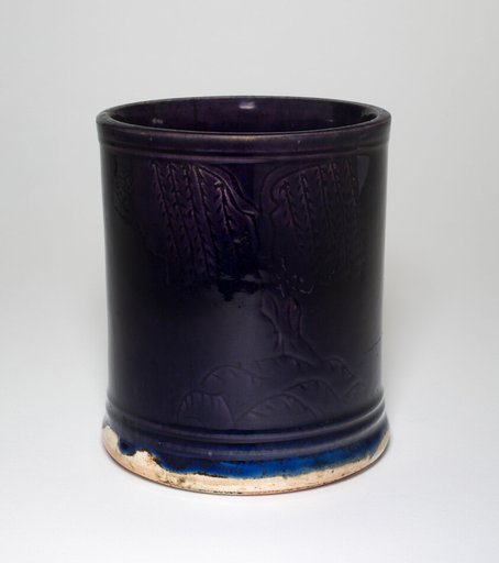 Brushpot with a Bird Flying by a Willow Tree