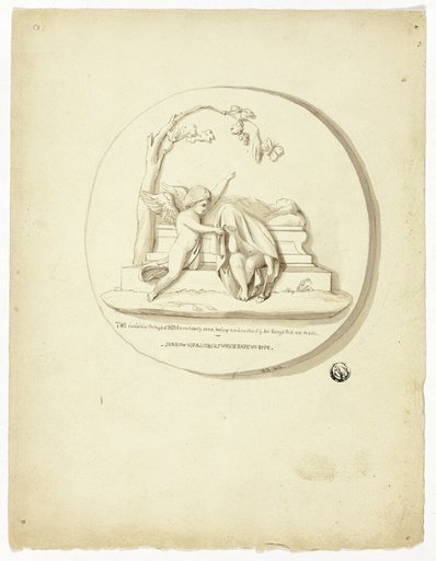 Medallion with Two Putti Beside Tomb