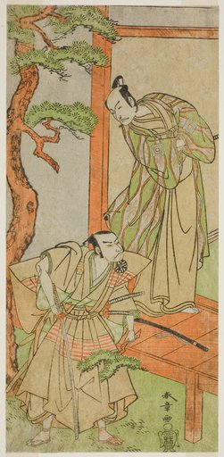 The Actors Ichikawa Danjuro V as Momonoi Wakasanosuke (right), and Nakamura Nakazo I as Kakogawa Honzo (left), in the Play Kanadehon Chushingura, Performed at the Nakamura Theater in the Fifth Month, 1771