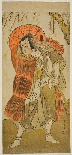 The Actor Ichikawa Danjuro V as Akushichibyoe Kagekiyo Disguised as a Beggar, in the Play Tsukisenu Haru Hagoromo Soga, Performed at the Ichimura Theater in the Third Month, 1777