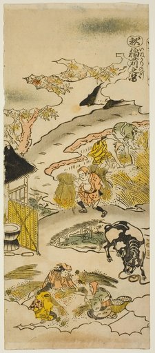 Autumn: Harvesting Rice (Aki: inekari no zu), No. 3 from the series "The Four Seasons of Farmers (Shiki no hyakusho)"