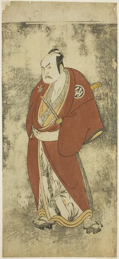 The Actor Nakamura Sukegoro II as Kaminari Shokuro in the Joruri "Gonin Otoko" (Five Chivalrous Commoners), Played as One Act in the Ayatsuri Kabuki Ogi (Mastery of the Fan in Kabuki), Performed at the Nakamura Theater from the Twentieth Day of the Seventh Month, 1768
