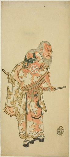 Actor Otani Hiroemon III as Hige no Ikyû in “The Soga Play: Announcement of the Spring Season by the Bush Warbler” (“Hitokidori harutsuge Soga”)