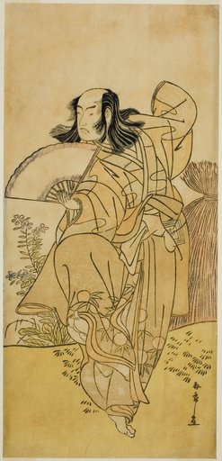 The Actor Ichikawa Yaozo III as Kusunoki Uraminosuke Disguised as a Male Fox from Tsukamoto (?), in the Play Kumoi no Hana Yoshino no Wakamusha (?), Performed at the Nakamura Theater (?) in the Eleventh Month, 1786 (?)