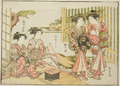 Courtesans of the Matsubaya, from the book "Mirror of Beautiful Women of the Pleasure Quarters (Seiro bijin awase sugata kagami)," vol. 1