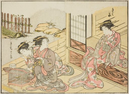 Courtesans of the Kagemanjiya, from the book "Mirror of Beautiful Women of the Pleasure Quarters (Seiro bijin awase sugata kagami)," vol. 1