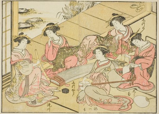 Courtesans of the Tamaya, from the book "Mirror of Beautiful Women of the Pleasure Quarters (Seiro bijin awase sugata kagami)," vol. 1
