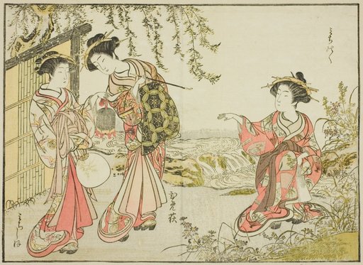 Courtesans of the Kadotsutaya, from the book "Mirror of Beautiful Women of the Pleasure Quarters (Seiro bijin awase sugata kagami)," vol. 1