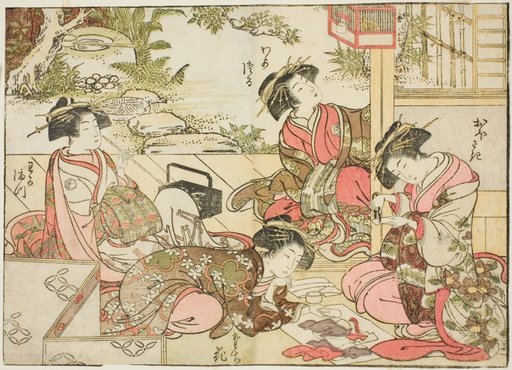 Courtesans of Otawaraya, from the book "Mirror of Beautiful Women of the Pleasure Quarters (Seiro bijin awase sugata kagami)," vol. 2